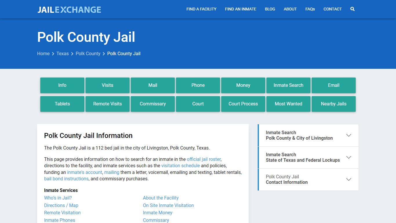 Polk County Jail, TX Inmate Search, Information - Jail Exchange