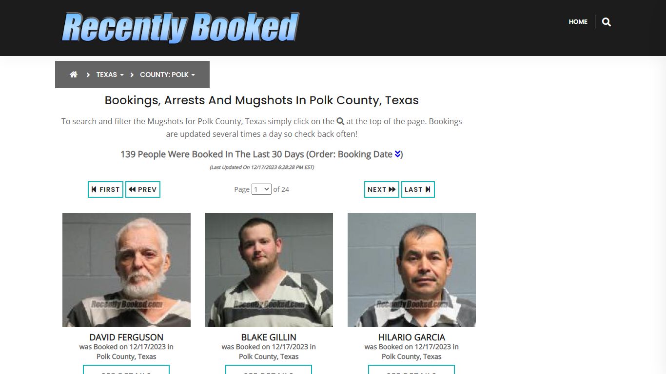 Recent bookings, Arrests, Mugshots in Polk County, Texas - Recently Booked