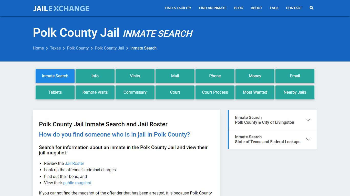 Inmate Search: Roster & Mugshots - Polk County Jail, TX